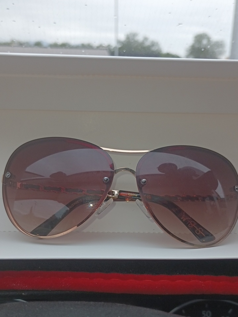 Jessica Simpson Women's Gold Frame Brown Gradient Aviator Sunglasses